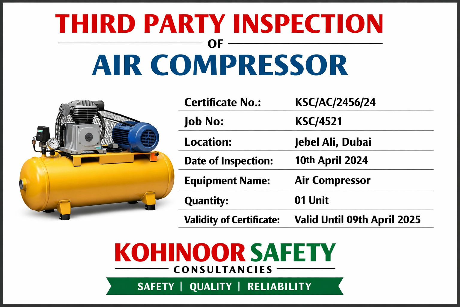 Third Party Inspection of Air Compressor